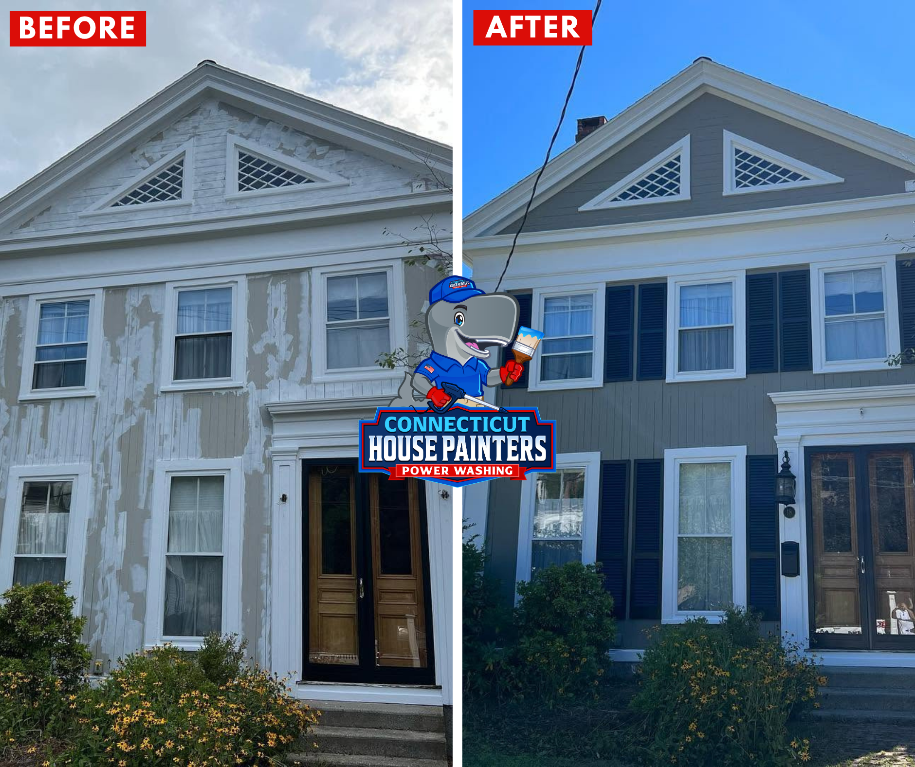 Historic home exterior restored by Connecticut House Painters in Mystic